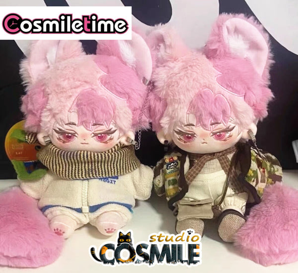 No attributes Pink Shikigami Leopard Beast Ears Yokai Monster Unique Stuffed Plushie Toy 20cm Plush Doll Body Dress up Gift Sa