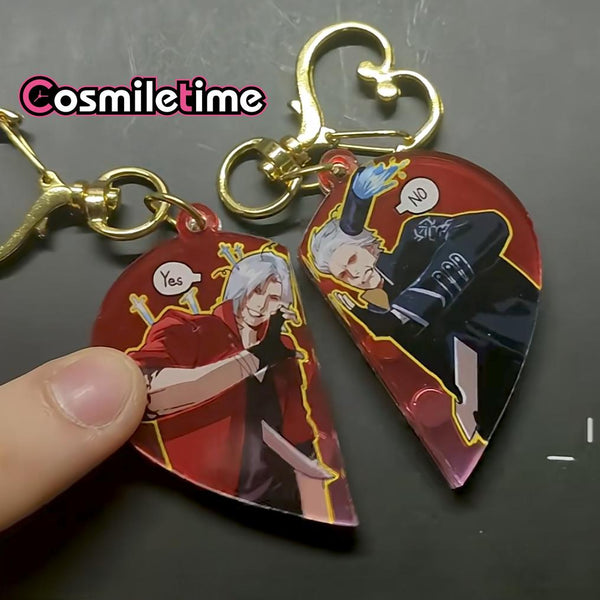 Devil May Cry Virgil Dante Acrylic Loving Heart Keychain Pendant Gift