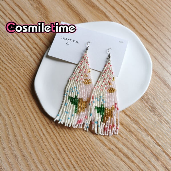 Handmade Tassel Jewelry Bohemian Beaded Earrings Photoshoot Accessories Gift