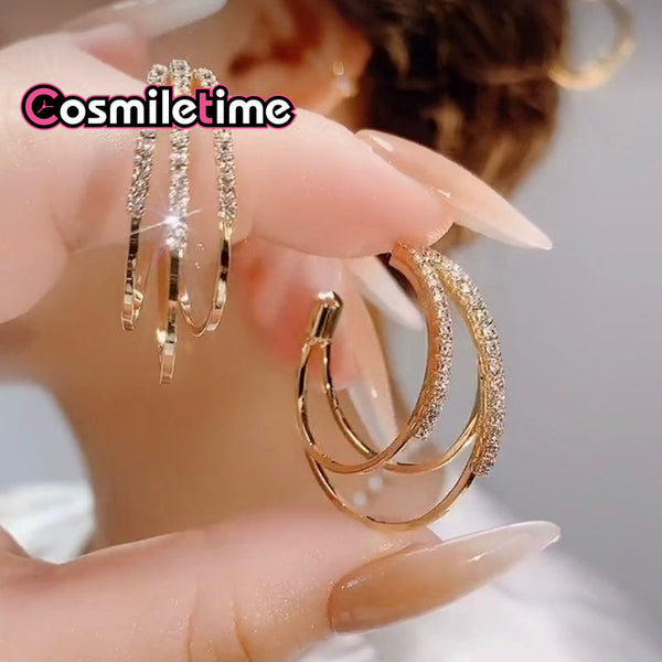 Lucky Earrings New Versatile Ear Buckle Earrings Light Luxury Diamond Silver Needle Gold Earrings Jewelry Gift