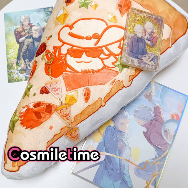 Devil May Cry /DMC Dante Throwing Tile Pizza 100cm/45cm Special-shaped Pillow Keychain Pendent