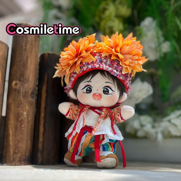 Head-pinned Flowers Shirt 20cm Plush Doll Body Clothes Toy