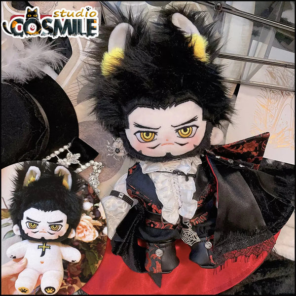 Pirate Beard Beast Ears Black Hair Stuffed Plushie 20cm Plush Doll Body Skeleton