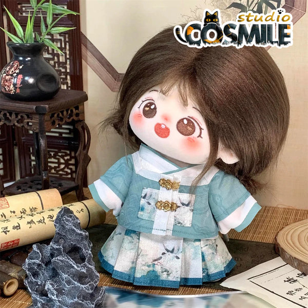 New Year Fairy Hanfu Blue Dress Horse-face Skirt  Ancient Costume Stuffed Plushie 20cm Doll Accessories Doll's Clothes PDD