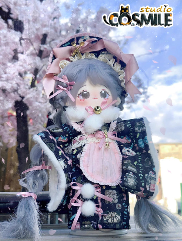 Taisho Yukata Kimono Japanese Lolita Hat Dress Skirt Stuffed Plushie 30cm Plush Doll Accessories Doll's Clothes Costume XGW