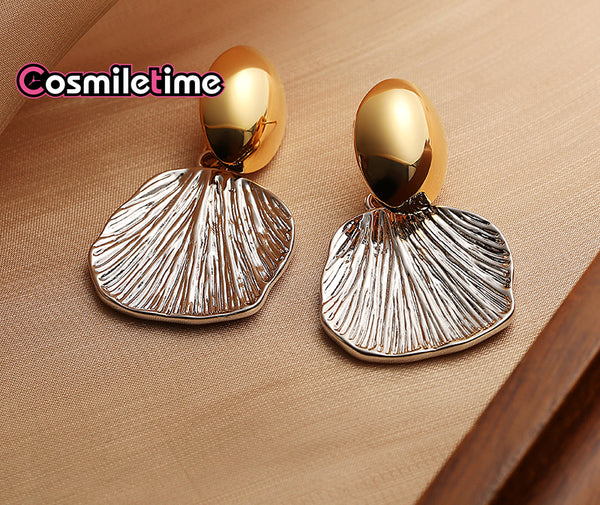 Simple Love Earrings Retro Fanshaped Brass Earrings S925 Silver EarringsWomen Gift