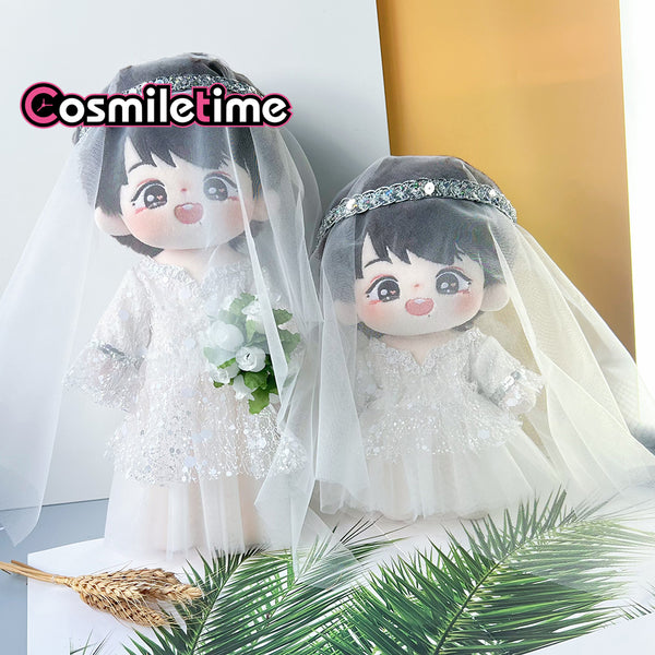 The Untamed Xiao Zhan Yibo 20cm 30cm Doll Clothes White Wedding Dress Doll Accessories