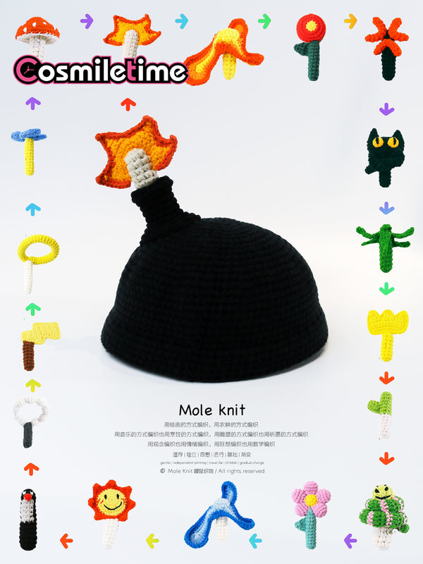 Handmade Bomb Hat Replaceable Accessories Interesting Creative Knitted Wool Hat