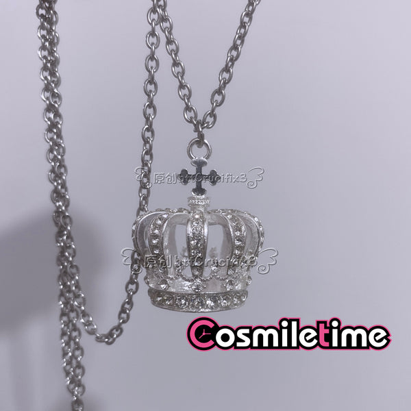 Handmade Silver Chain Gothic Lace Style Subculture Diamond GemstonesCrown Sweater Chain